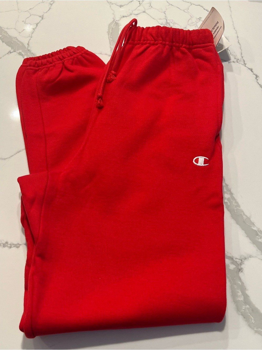 MENS CHAMPION Red Fleece Joggers with Embroidered Logo - Size S